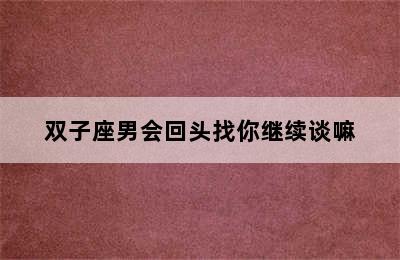 双子座男会回头找你继续谈嘛