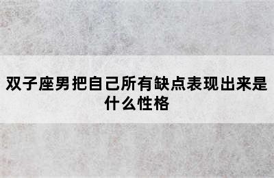 双子座男把自己所有缺点表现出来是什么性格