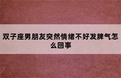 双子座男朋友突然情绪不好发脾气怎么回事