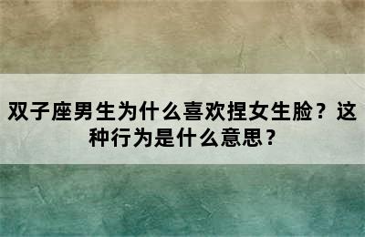 双子座男生为什么喜欢捏女生脸？这种行为是什么意思？