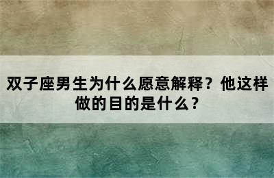 双子座男生为什么愿意解释？他这样做的目的是什么？