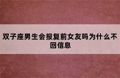 双子座男生会报复前女友吗为什么不回信息