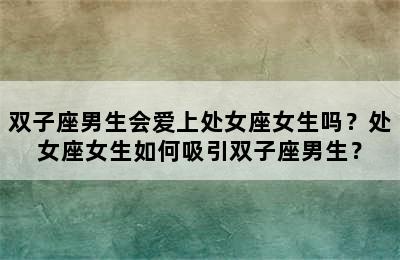 双子座男生会爱上处女座女生吗？处女座女生如何吸引双子座男生？