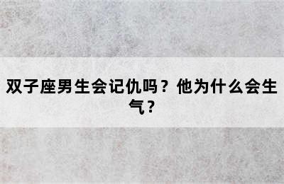 双子座男生会记仇吗？他为什么会生气？