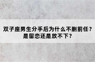 双子座男生分手后为什么不删前任？是留恋还是放不下？