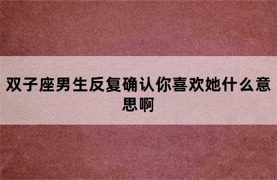 双子座男生反复确认你喜欢她什么意思啊