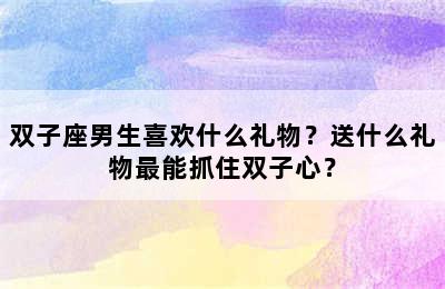双子座男生喜欢什么礼物？送什么礼物最能抓住双子心？