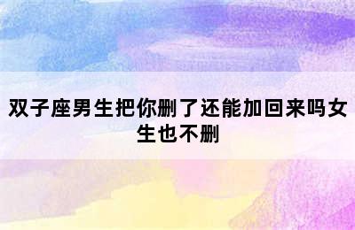 双子座男生把你删了还能加回来吗女生也不删