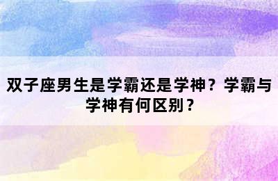 双子座男生是学霸还是学神？学霸与学神有何区别？