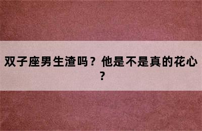 双子座男生渣吗？他是不是真的花心？