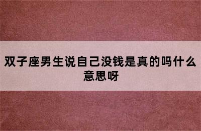 双子座男生说自己没钱是真的吗什么意思呀