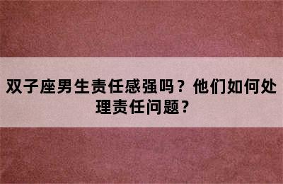 双子座男生责任感强吗？他们如何处理责任问题？