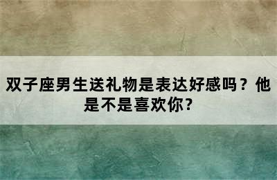 双子座男生送礼物是表达好感吗？他是不是喜欢你？