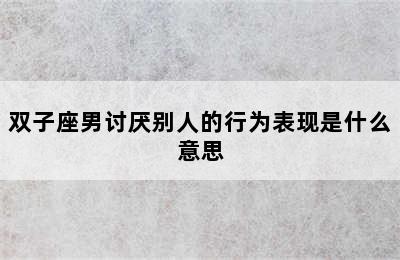 双子座男讨厌别人的行为表现是什么意思