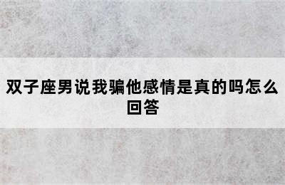 双子座男说我骗他感情是真的吗怎么回答