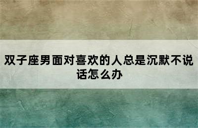 双子座男面对喜欢的人总是沉默不说话怎么办