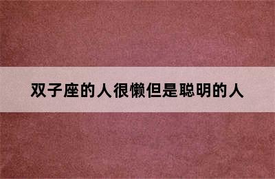 双子座的人很懒但是聪明的人