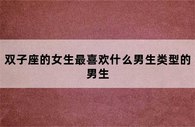 双子座的女生最喜欢什么男生类型的男生