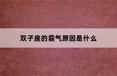 双子座的霸气原因是什么