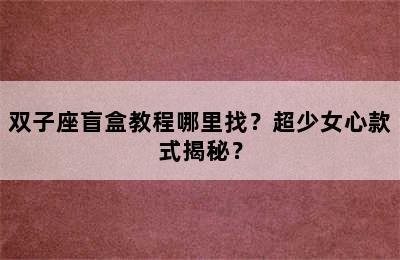 双子座盲盒教程哪里找？超少女心款式揭秘？
