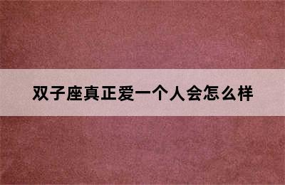 双子座真正爱一个人会怎么样