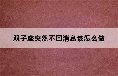 双子座突然不回消息该怎么做