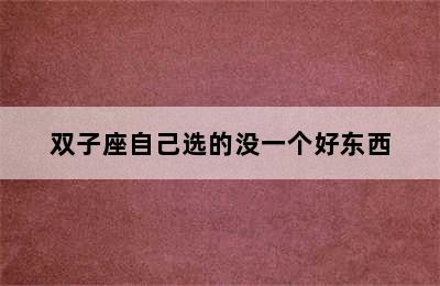 双子座自己选的没一个好东西