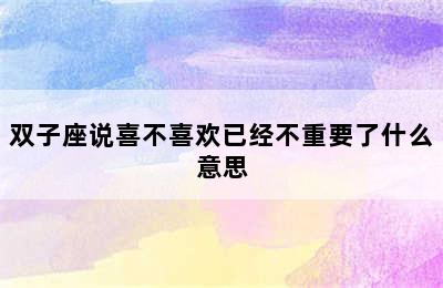 双子座说喜不喜欢已经不重要了什么意思