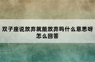 双子座说放弃就能放弃吗什么意思呀怎么回答