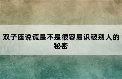 双子座说谎是不是很容易识破别人的秘密