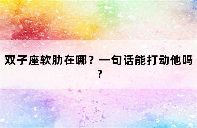双子座软肋在哪？一句话能打动他吗？