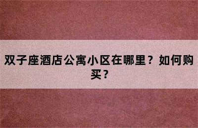 双子座酒店公寓小区在哪里？如何购买？