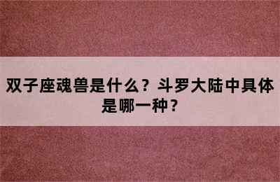 双子座魂兽是什么？斗罗大陆中具体是哪一种？