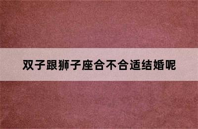 双子跟狮子座合不合适结婚呢