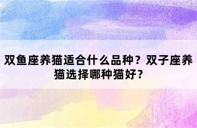 双鱼座养猫适合什么品种？双子座养猫选择哪种猫好？