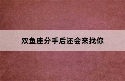 双鱼座分手后还会来找你