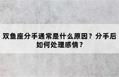 双鱼座分手通常是什么原因？分手后如何处理感情？
