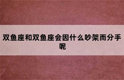 双鱼座和双鱼座会因什么吵架而分手呢