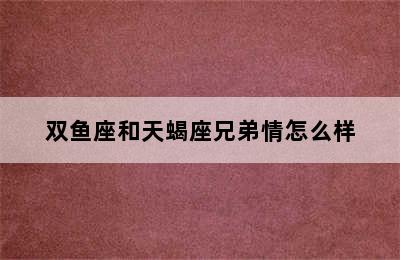 双鱼座和天蝎座兄弟情怎么样