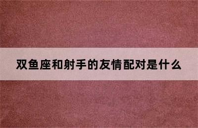 双鱼座和射手的友情配对是什么