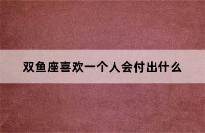 双鱼座喜欢一个人会付出什么