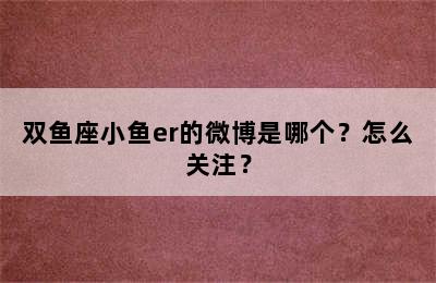 双鱼座小鱼er的微博是哪个？怎么关注？