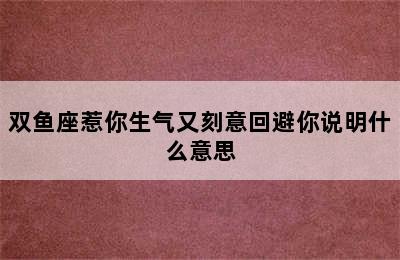 双鱼座惹你生气又刻意回避你说明什么意思