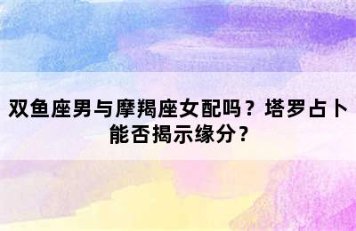 双鱼座男与摩羯座女配吗？塔罗占卜能否揭示缘分？