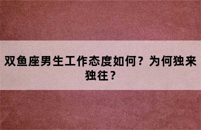 双鱼座男生工作态度如何？为何独来独往？