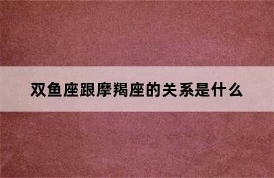 双鱼座跟摩羯座的关系是什么