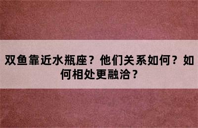 双鱼靠近水瓶座？他们关系如何？如何相处更融洽？