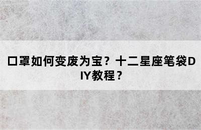 口罩如何变废为宝？十二星座笔袋DIY教程？