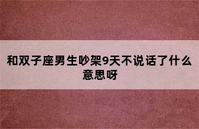 和双子座男生吵架9天不说话了什么意思呀