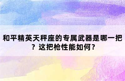 和平精英天秤座的专属武器是哪一把？这把枪性能如何？